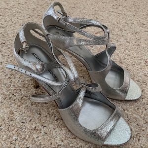 Audrey Brooke Silver Tone Heeled Sandals